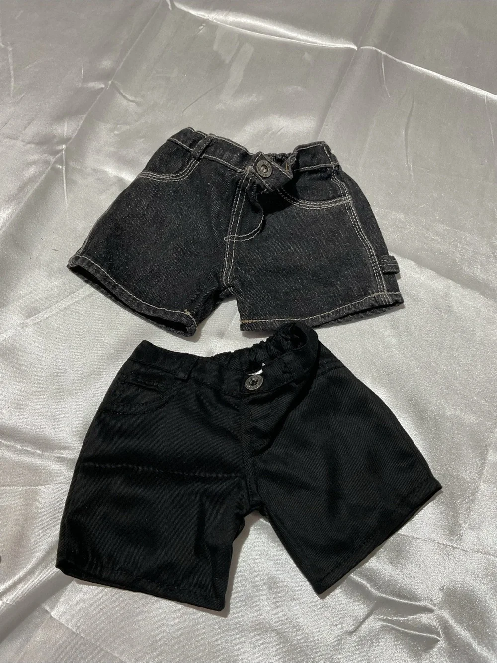 Build-A-Bear Black Doll Shorts Duo - Dark Denim & Solid Black